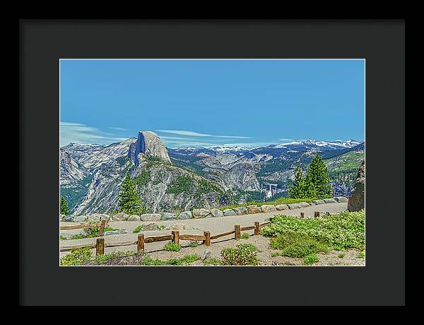 Paradise in California Wonderful Landscape of Half Dome and Waterfall - Framed Print