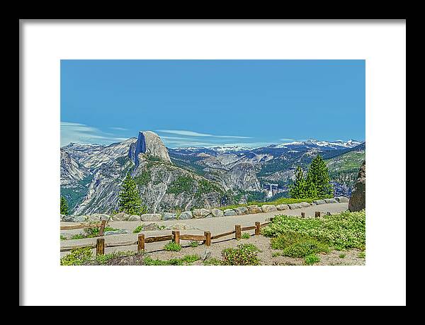 Paradise in California Wonderful Landscape of Half Dome and Waterfall - Framed Print