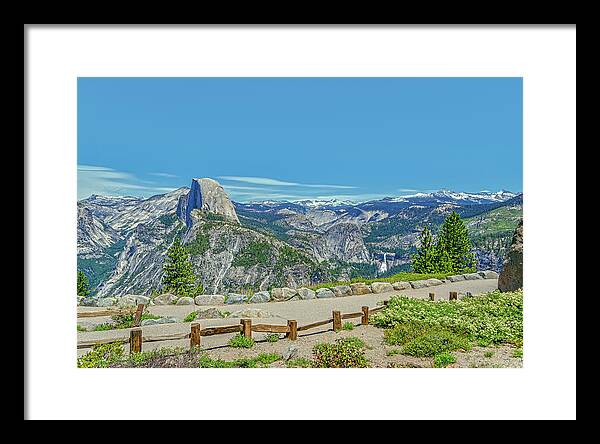 Paradise in California Wonderful Landscape of Half Dome and Waterfall - Framed Print