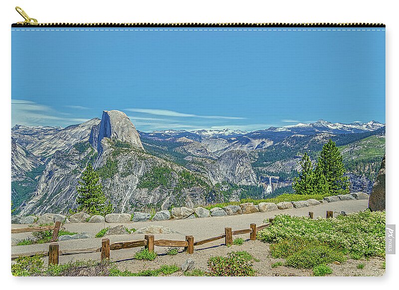 Paradise in California Wonderful Landscape of Half Dome and Waterfall - Zip Pouch