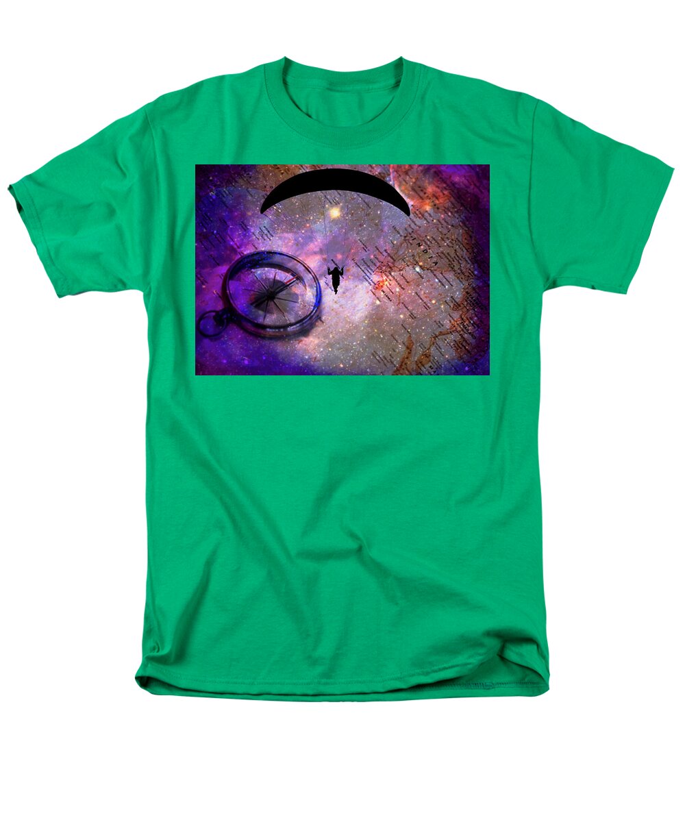 Paraglider Seeking Destination on a Map - Men's T-Shirt (Regular Fit)