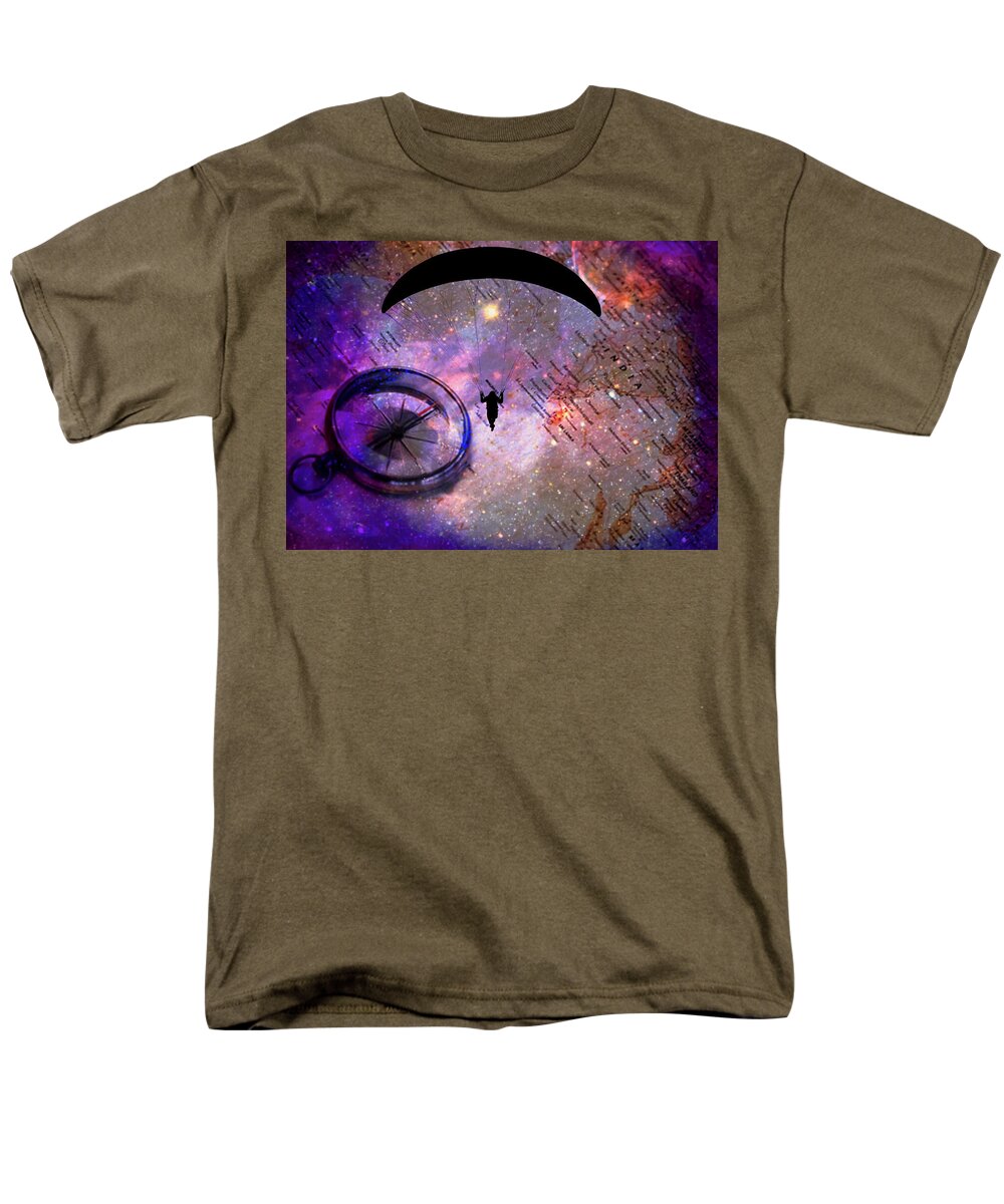 Paraglider Seeking Destination on a Map - Men's T-Shirt (Regular Fit)