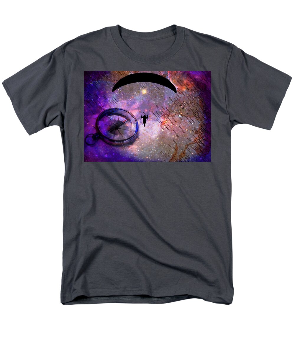 Paraglider Seeking Destination on a Map - Men's T-Shirt (Regular Fit)
