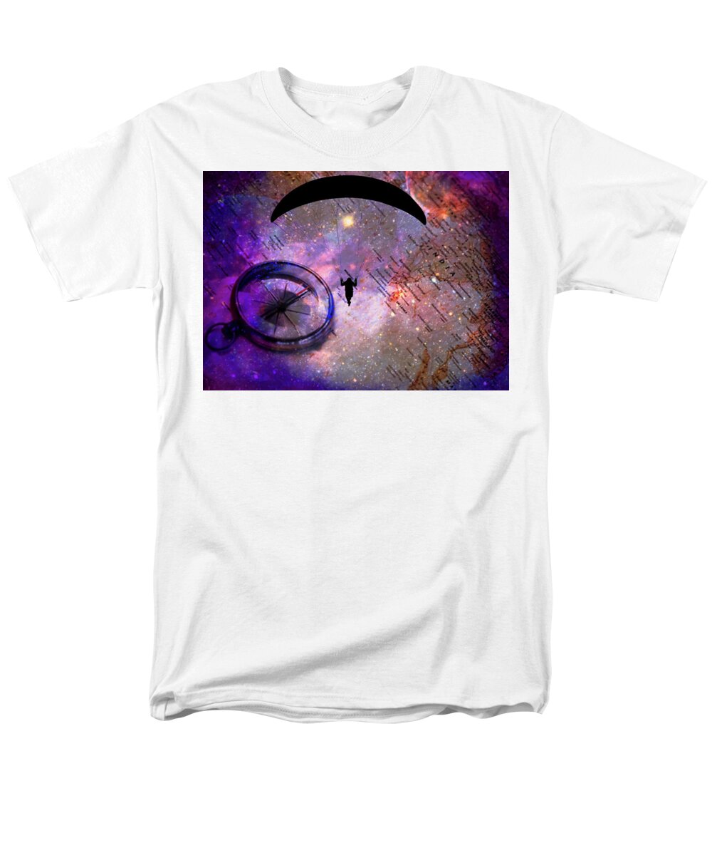 Paraglider Seeking Destination on a Map - Men's T-Shirt (Regular Fit)