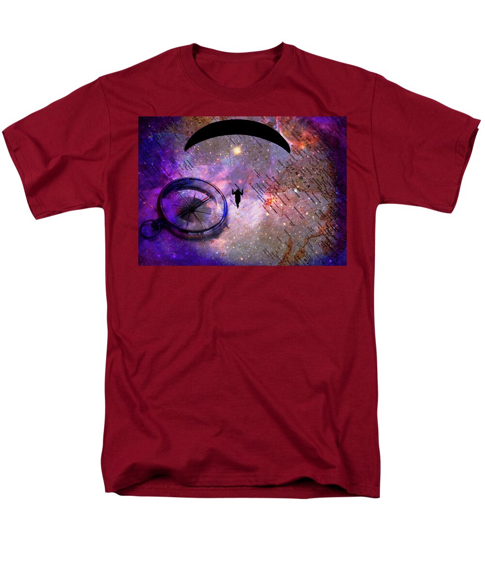Paraglider Seeking Destination on a Map - Men's T-Shirt (Regular Fit)