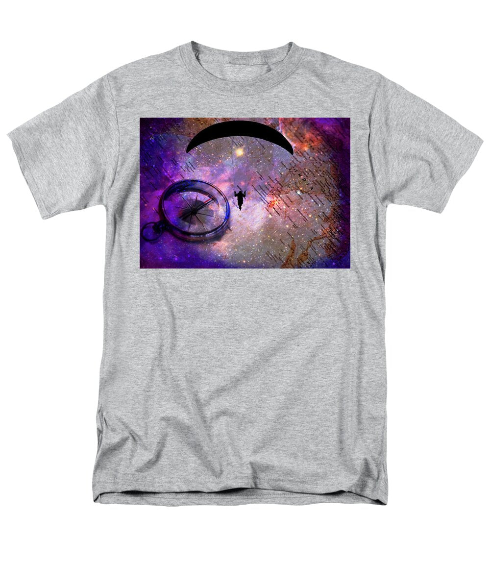 Paraglider Seeking Destination on a Map - Men's T-Shirt (Regular Fit)