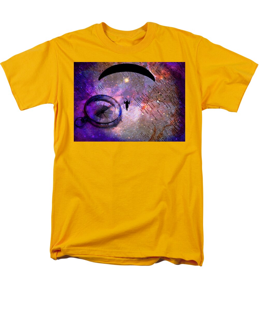 Paraglider Seeking Destination on a Map - Men's T-Shirt (Regular Fit)