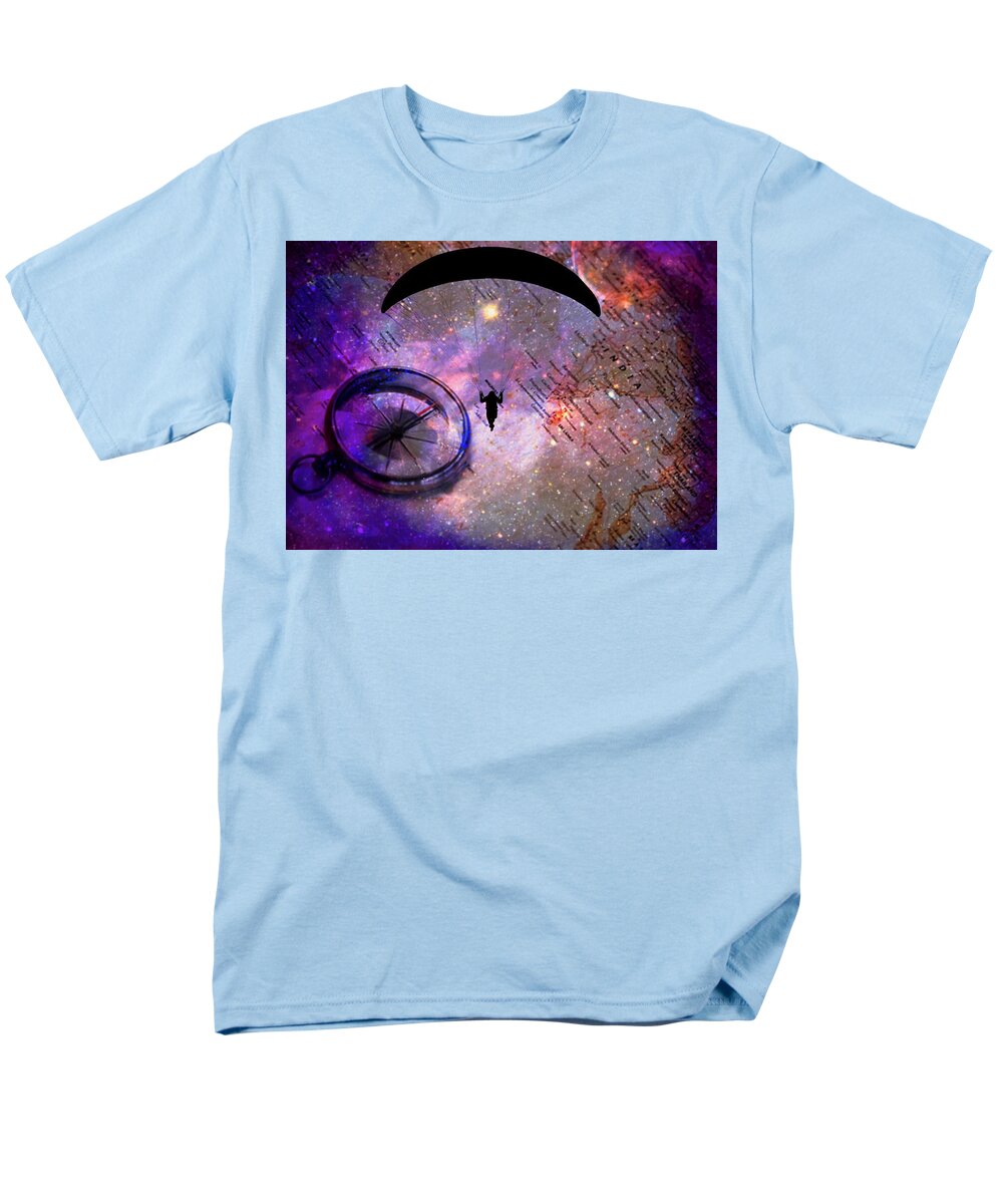 Paraglider Seeking Destination on a Map - Men's T-Shirt (Regular Fit)