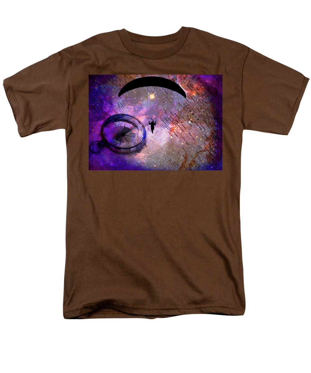 Paraglider Seeking Destination on a Map - Men's T-Shirt (Regular Fit)