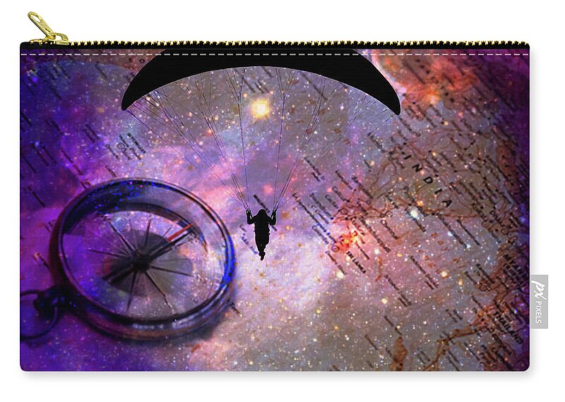 Paraglider Seeking Destination on a Map - Zip Pouch