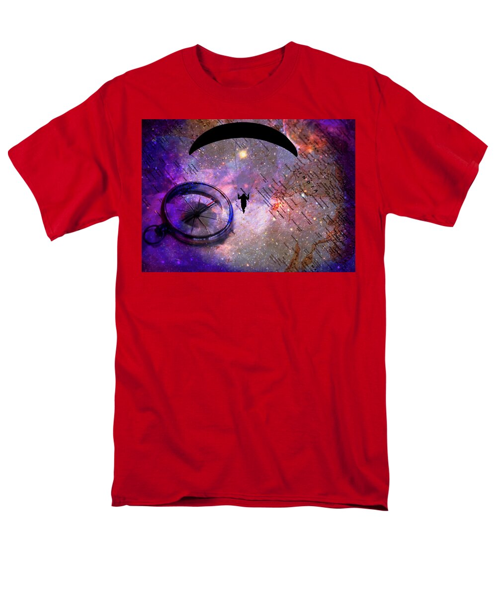 Paraglider Seeking Destination on a Map - Men's T-Shirt (Regular Fit)