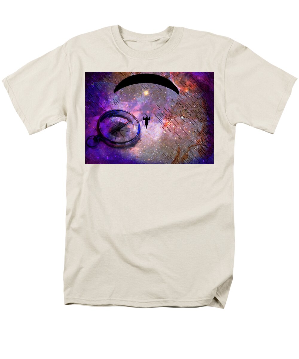 Paraglider Seeking Destination on a Map - Men's T-Shirt (Regular Fit)