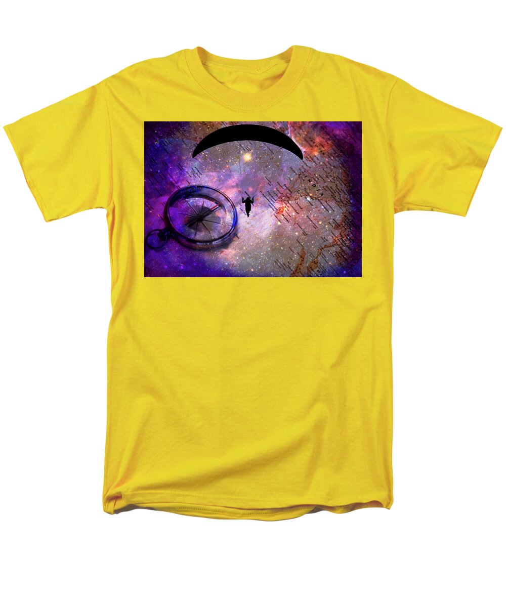 Paraglider Seeking Destination on a Map - Men's T-Shirt (Regular Fit)