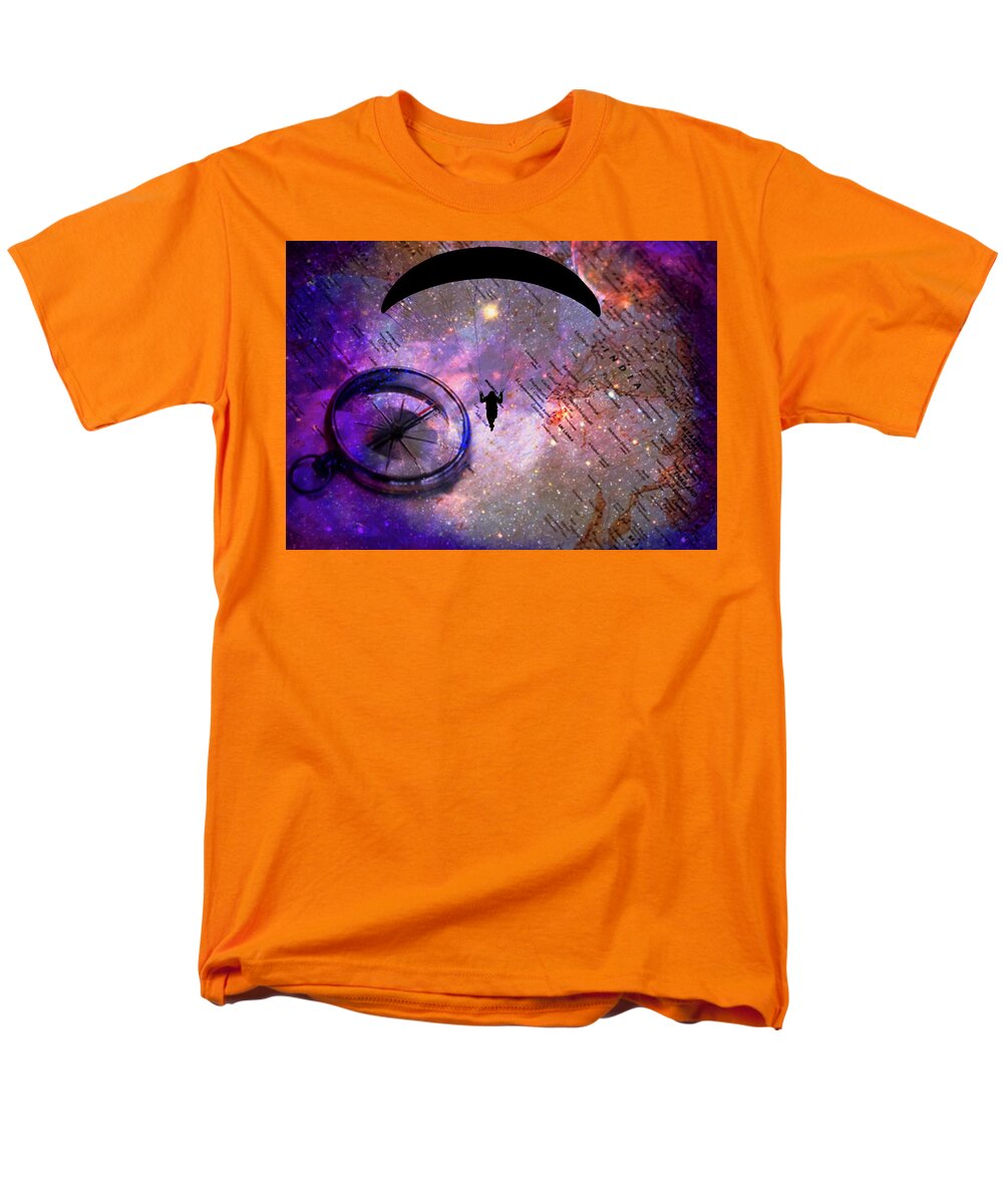 Paraglider Seeking Destination on a Map - Men's T-Shirt (Regular Fit)