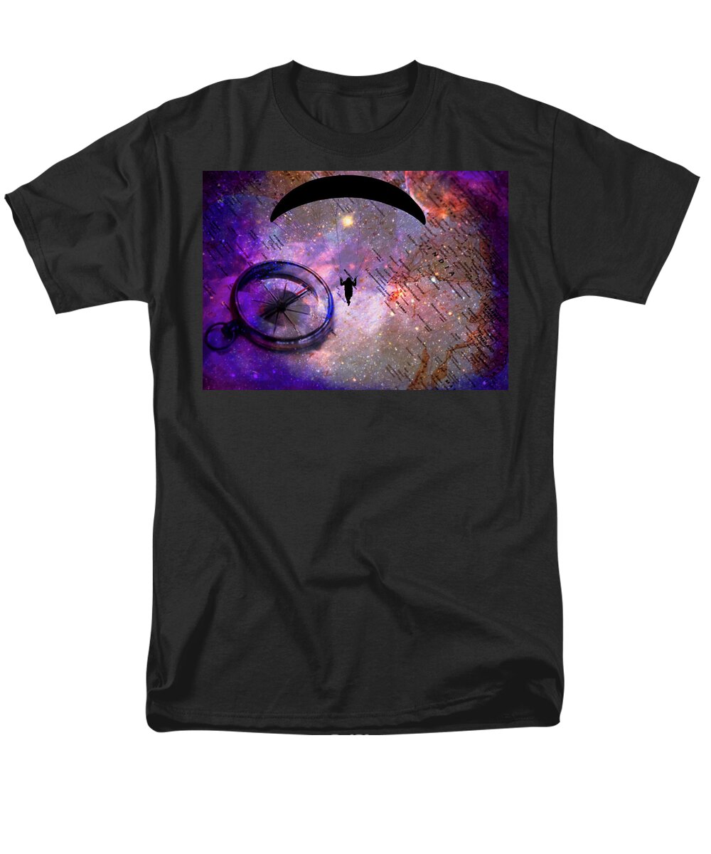 Paraglider Seeking Destination on a Map - Men's T-Shirt (Regular Fit)
