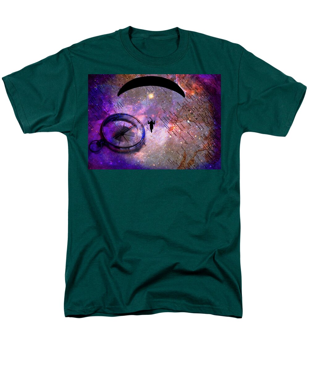 Paraglider Seeking Destination on a Map - Men's T-Shirt (Regular Fit)