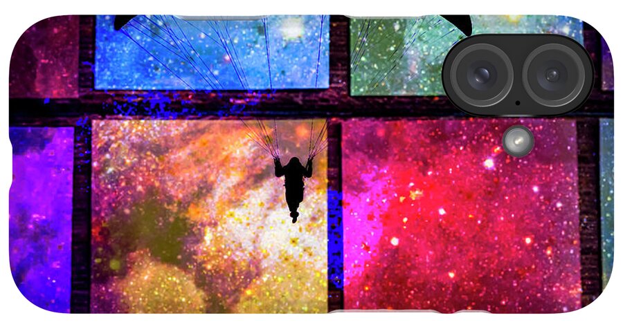 Paragliding Silhouette and Boxed Art - Phone Case