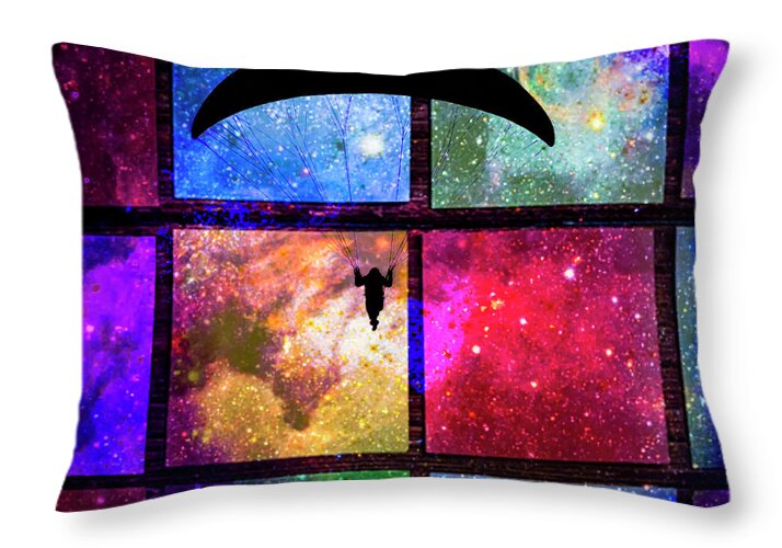 Paragliding Silhouette and Boxed Art - Throw Pillow