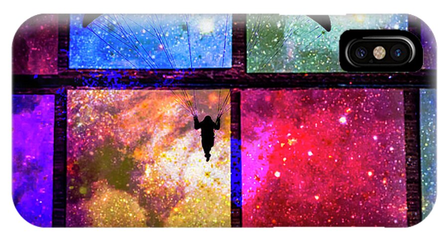 Paragliding Silhouette and Boxed Art - Phone Case