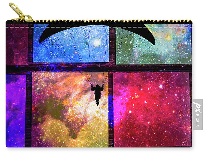 Paragliding Silhouette and Boxed Art - Zip Pouch