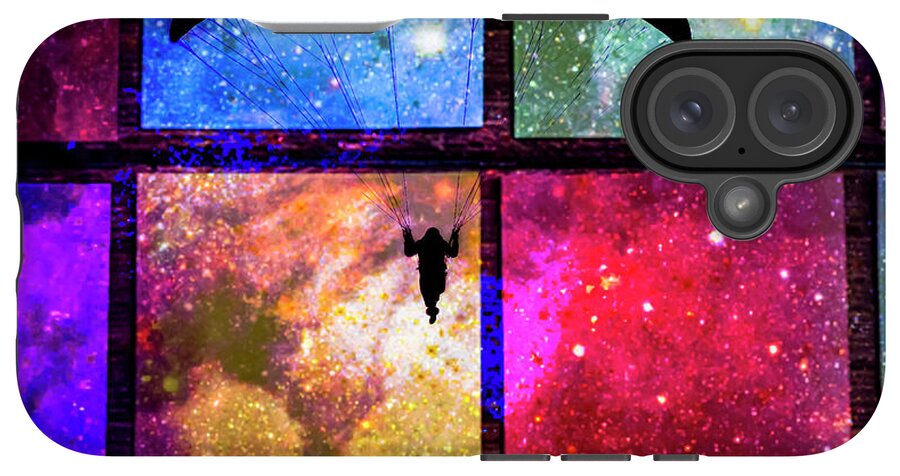 Paragliding Silhouette and Boxed Art - Phone Case