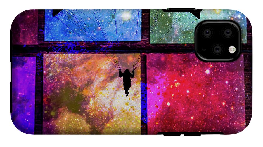 Paragliding Silhouette and Boxed Art - Phone Case