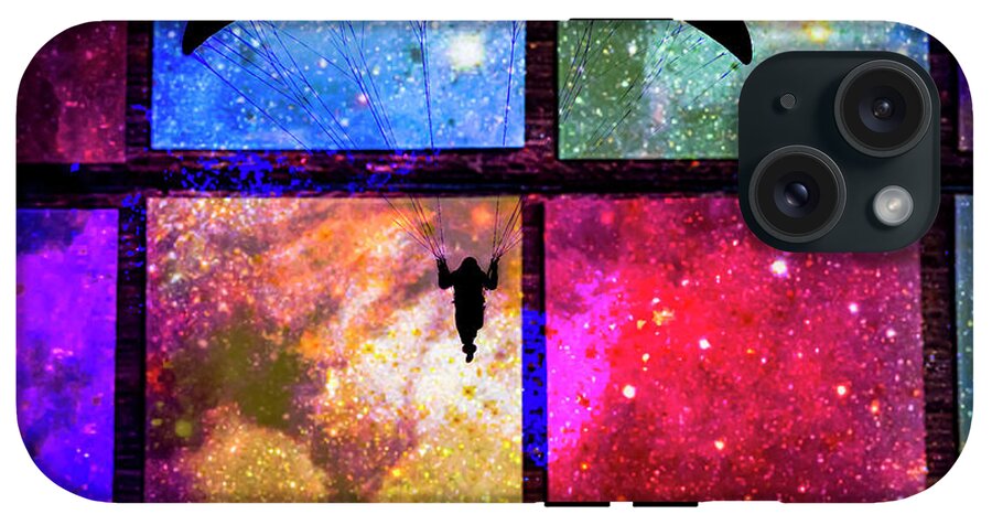 Paragliding Silhouette and Boxed Art - Phone Case