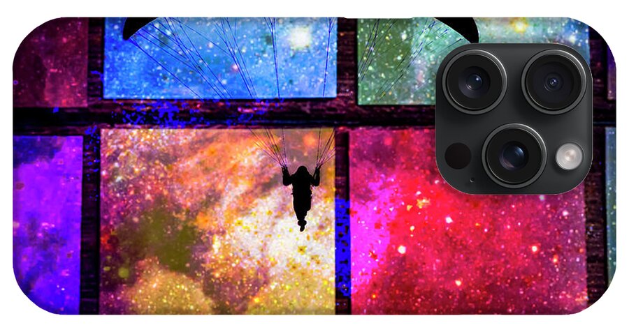 Paragliding Silhouette and Boxed Art - Phone Case