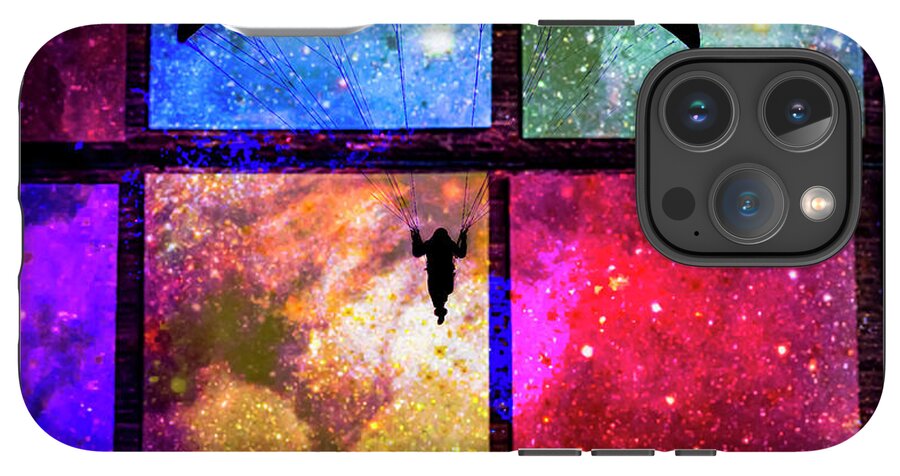 Paragliding Silhouette and Boxed Art - Phone Case