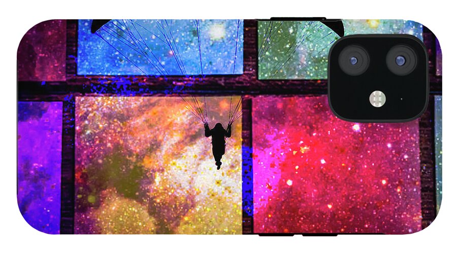 Paragliding Silhouette and Boxed Art - Phone Case