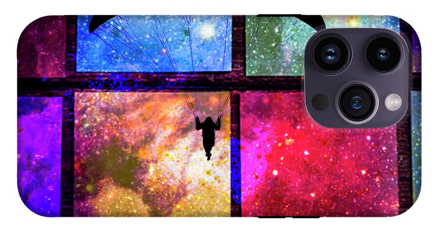 Paragliding Silhouette and Boxed Art - Phone Case