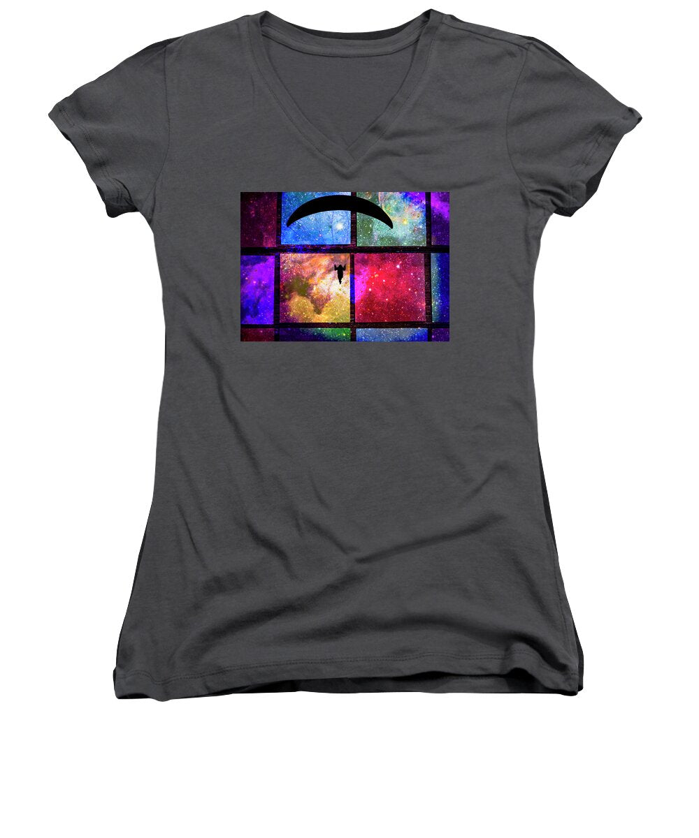 Paragliding Silhouette and Boxed Art - Women's V-Neck