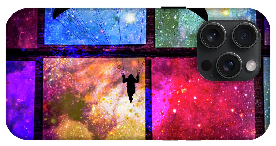 Paragliding Silhouette and Boxed Art - Phone Case