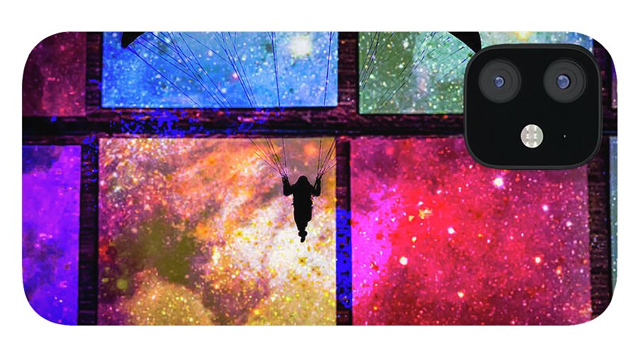 Paragliding Silhouette and Boxed Art - Phone Case