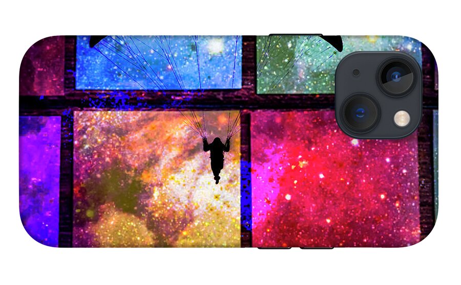 Paragliding Silhouette and Boxed Art - Phone Case