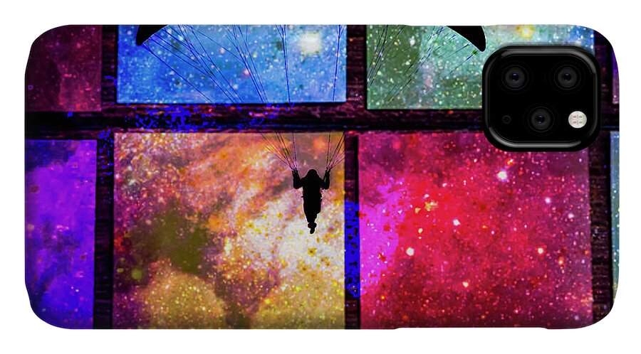 Paragliding Silhouette and Boxed Art - Phone Case