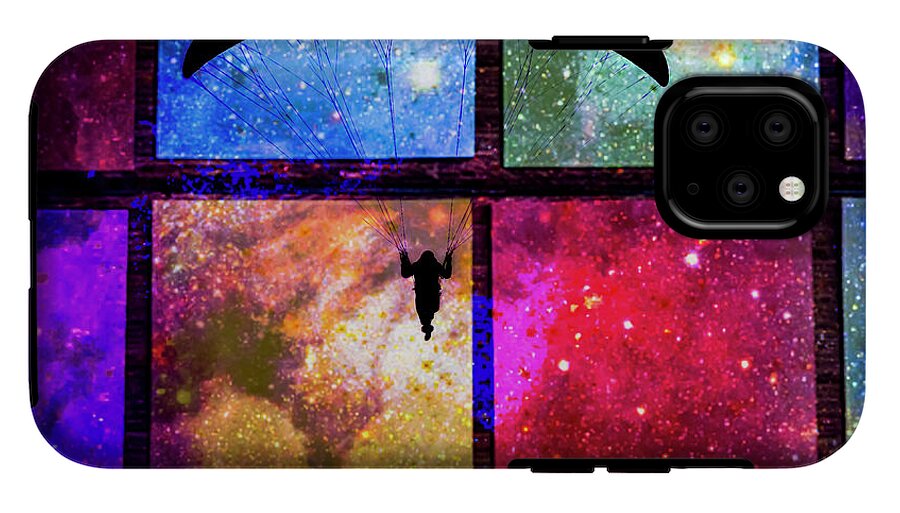 Paragliding Silhouette and Boxed Art - Phone Case
