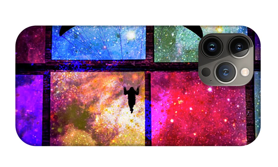 Paragliding Silhouette and Boxed Art - Phone Case