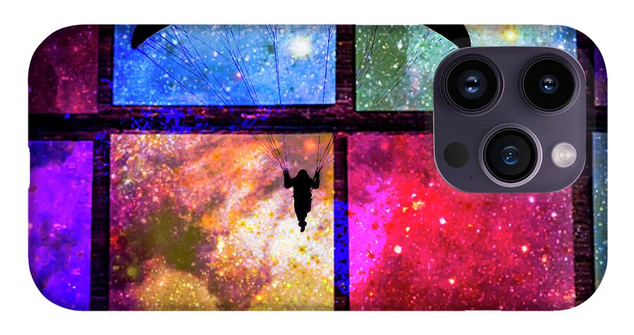 Paragliding Silhouette and Boxed Art - Phone Case