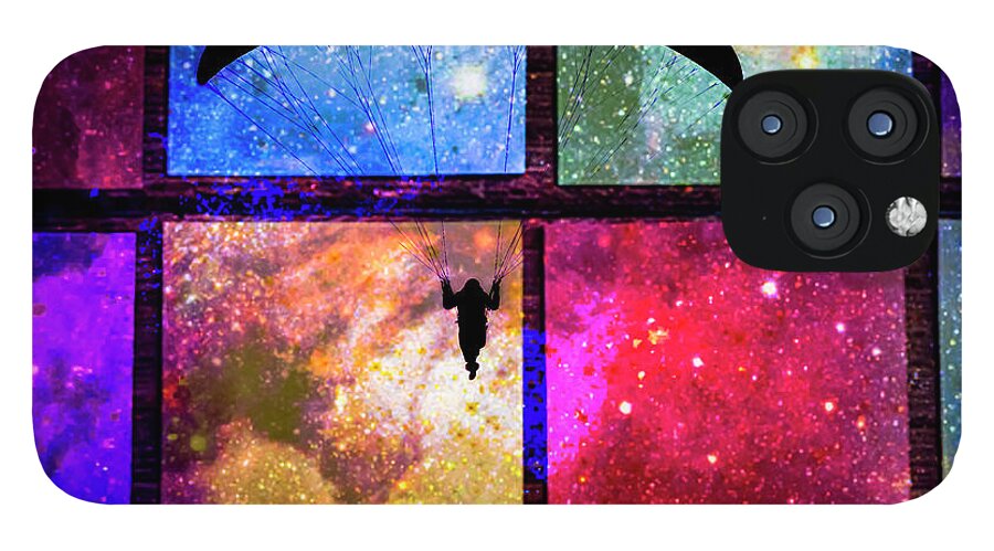 Paragliding Silhouette and Boxed Art - Phone Case