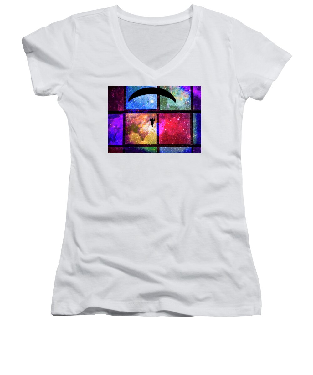 Paragliding Silhouette and Boxed Art - Women's V-Neck