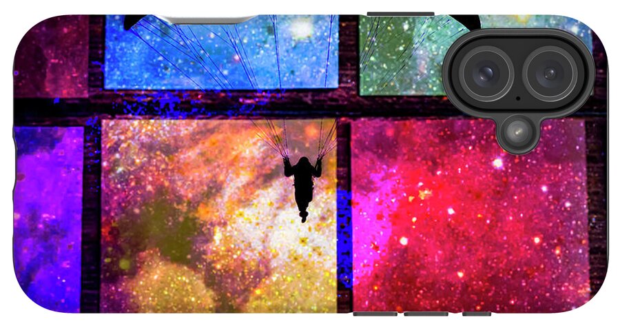 Paragliding Silhouette and Boxed Art - Phone Case