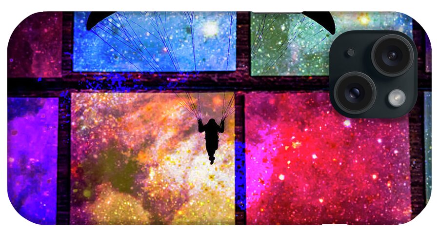 Paragliding Silhouette and Boxed Art - Phone Case