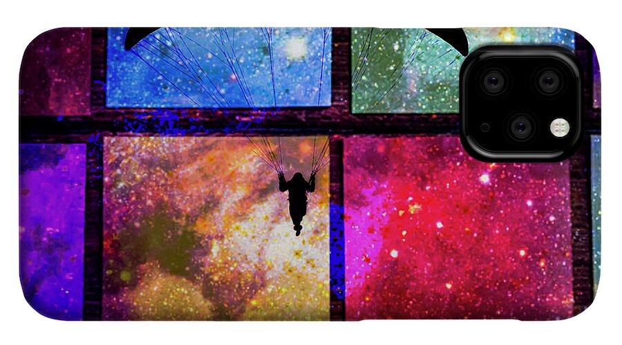 Paragliding Silhouette and Boxed Art - Phone Case