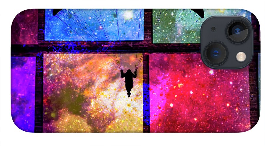 Paragliding Silhouette and Boxed Art - Phone Case