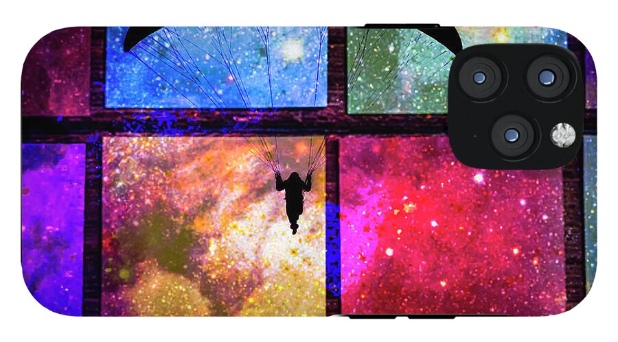 Paragliding Silhouette and Boxed Art - Phone Case