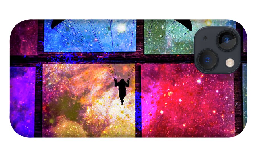 Paragliding Silhouette and Boxed Art - Phone Case
