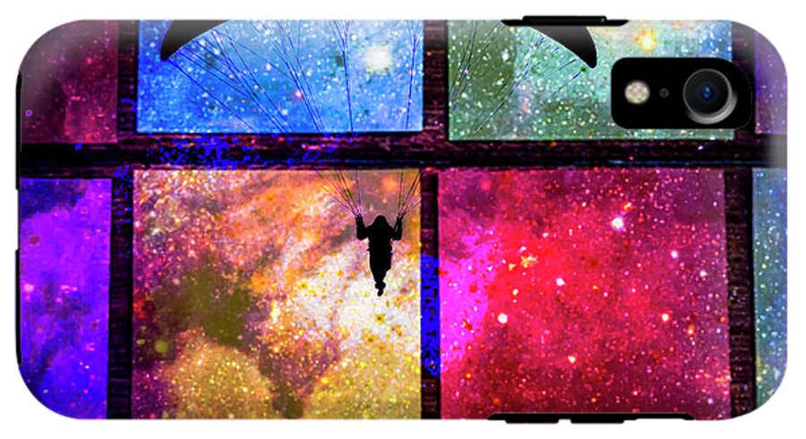 Paragliding Silhouette and Boxed Art - Phone Case