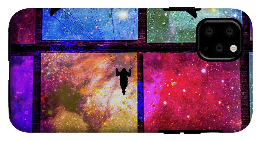 Paragliding Silhouette and Boxed Art - Phone Case