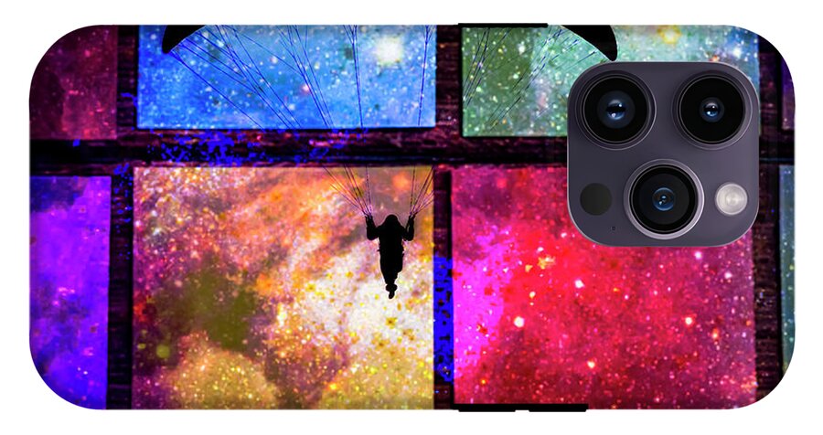 Paragliding Silhouette and Boxed Art - Phone Case